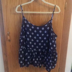 Navy Peplum Tank Top